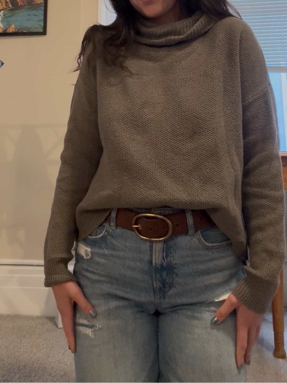 Madewell Olive Cowl Neck Sweater